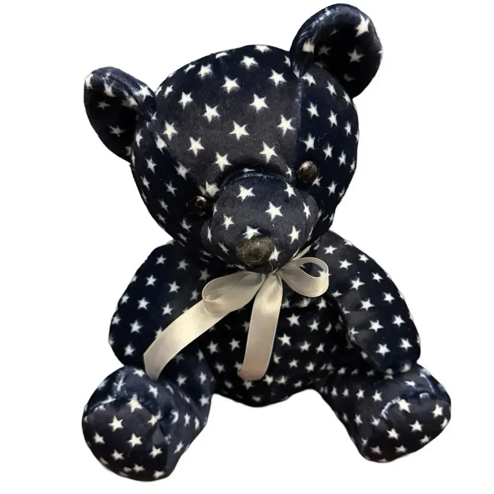 Kellytoy BEANPALS Bear Blue White Stars Plush Stuffed Animal Toy 15